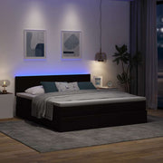 Ottomaans bed 200x200 cm donkerbruin met opbergruimte en LED
