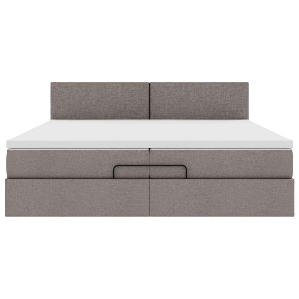 Ottoman bed met matrassen en LED's 200x200cm stof taupe
