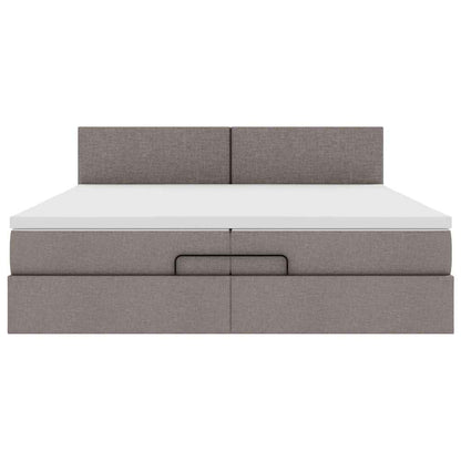 Ottoman bed met matrassen en LED's 200x200cm stof taupe