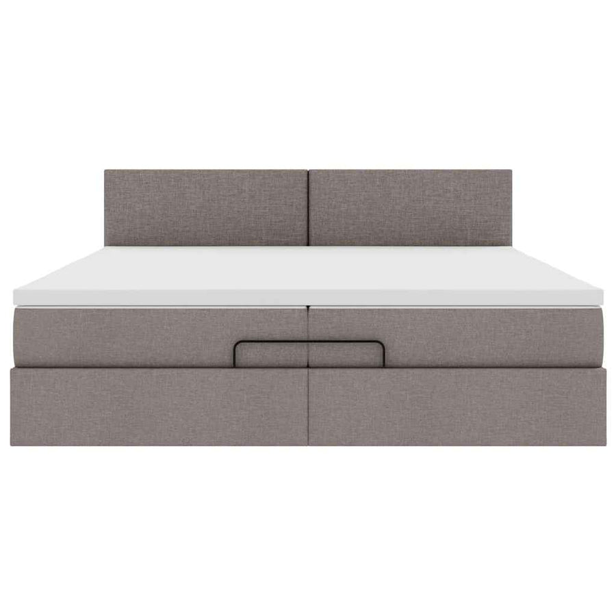 Ottoman bed met matrassen en LED's 200x200cm stof taupe