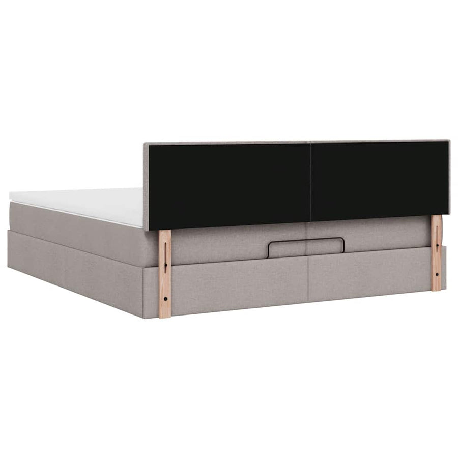 Ottoman bed met matrassen en LED's 200x200cm stof taupe