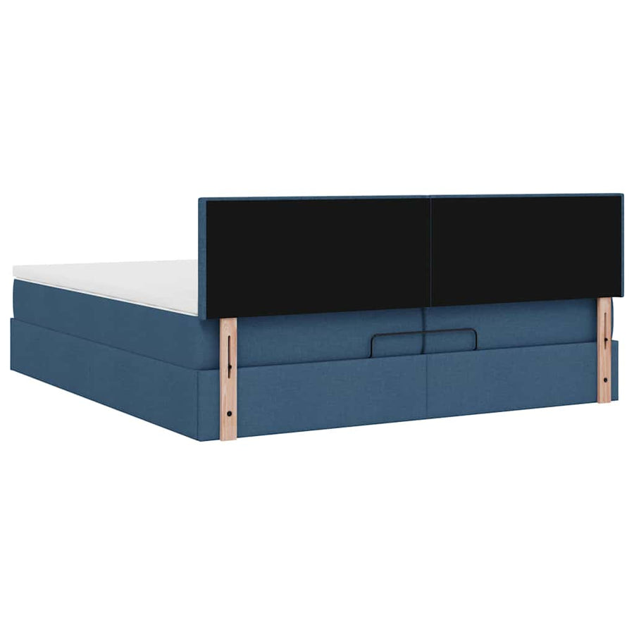 Ottoman bed met matrassen en LED's 200x200cm stof blauw