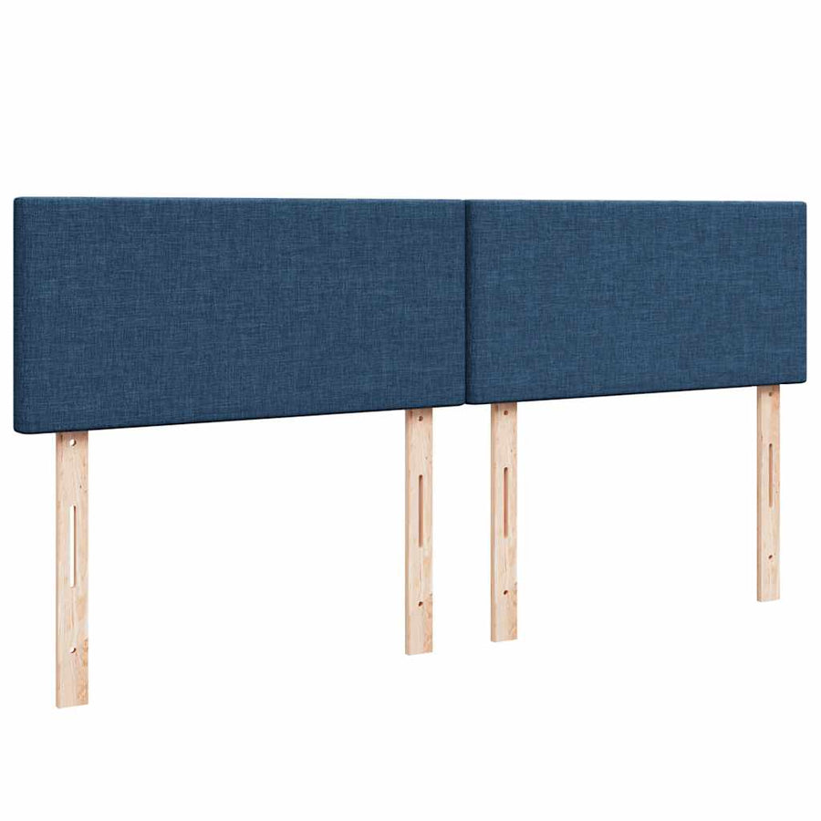 Ottoman bed met matrassen en LED's 200x200cm stof blauw