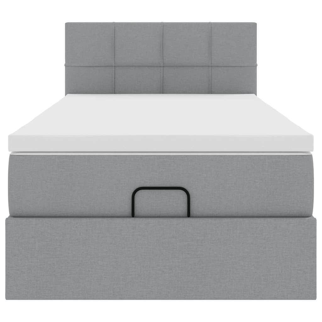 Ottoman bed met matras en LED's 80x200cm stof lichtgrijs