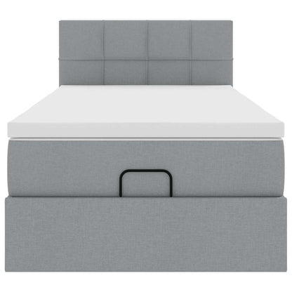 Ottoman bed met matras en LED's 80x200cm stof lichtgrijs