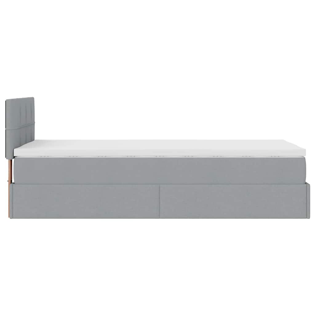 Ottoman bed met matras en LED's 80x200cm stof lichtgrijs