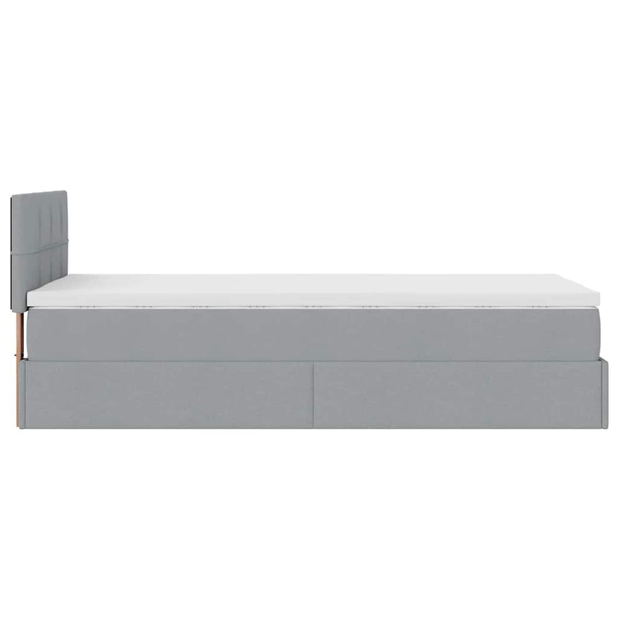 Ottoman bed met matras en LED's 80x200cm stof lichtgrijs