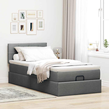Ottoman bed met matras en LED's 80x200cm stof donkergrijs