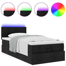 Ottoman bed met matras en LED's 80x200cm stof zwart