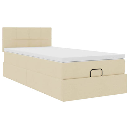 Ottoman bed met matras en LED's 80x200cm stof crèmekleurig