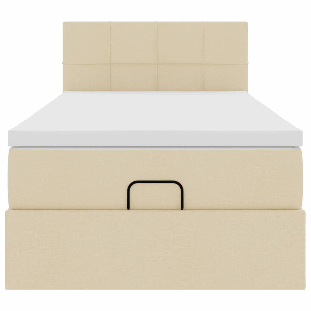 Ottoman bed met matras en LED's 80x200cm stof crèmekleurig