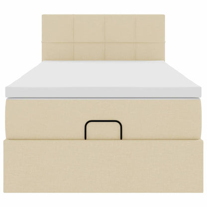 Ottoman bed met matras en LED's 80x200cm stof crèmekleurig