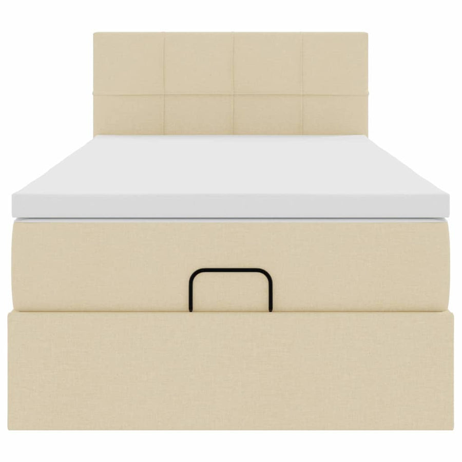 Ottoman bed met matras en LED's 80x200cm stof crèmekleurig