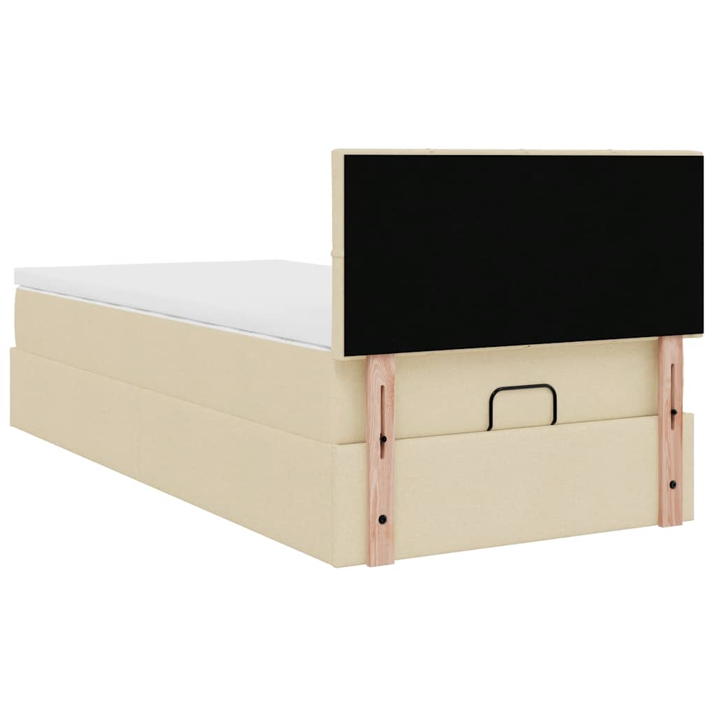 Ottoman bed met matras en LED's 80x200cm stof crèmekleurig