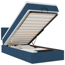 Ottoman bed met matras en LED's 80x200cm stof blauw
