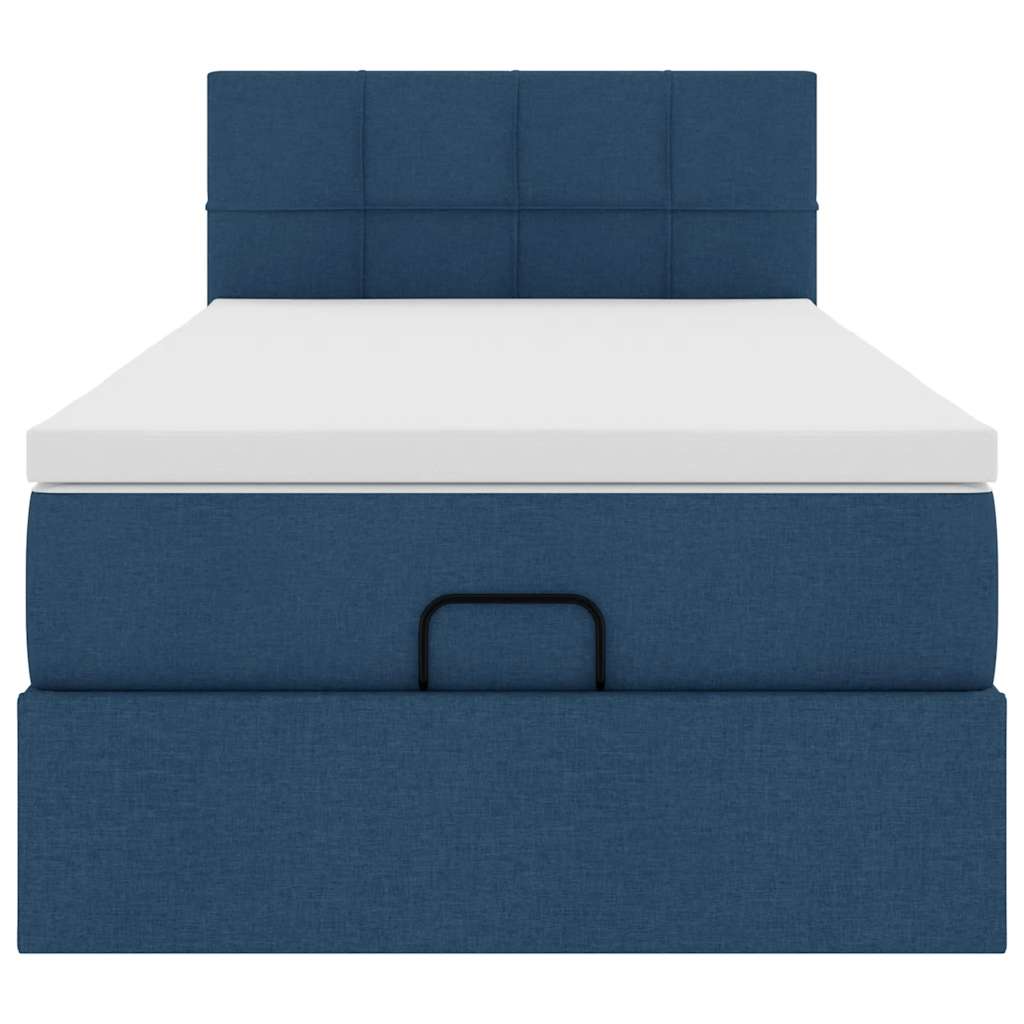 Ottoman bed met matras en LED's 80x200cm stof blauw