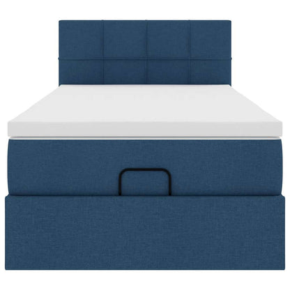 Ottoman bed met matras en LED's 80x200cm stof blauw