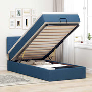 Ottoman bed 80x200 cm blauw met matras en LED