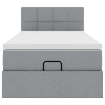 Ottoman bed met matras en LED's 90x190cm stof lichtgrijs