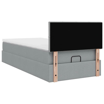 Ottoman bed met matras en LED's 90x190cm stof lichtgrijs