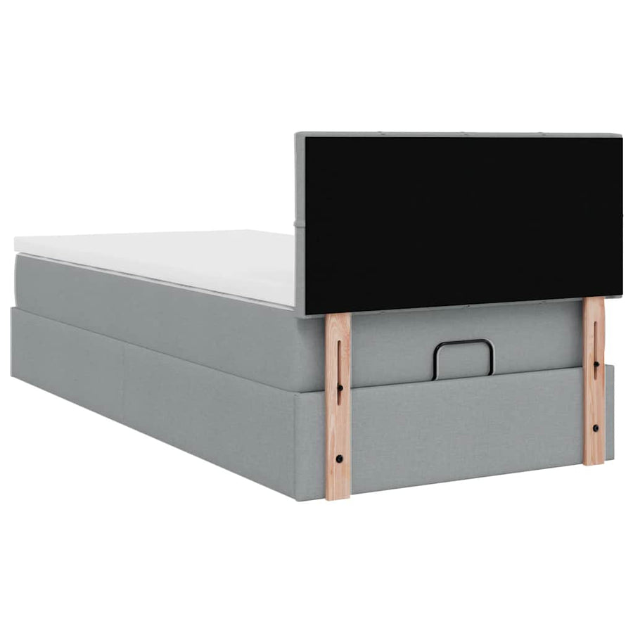 Ottoman bed met matras en LED's 90x190cm stof lichtgrijs