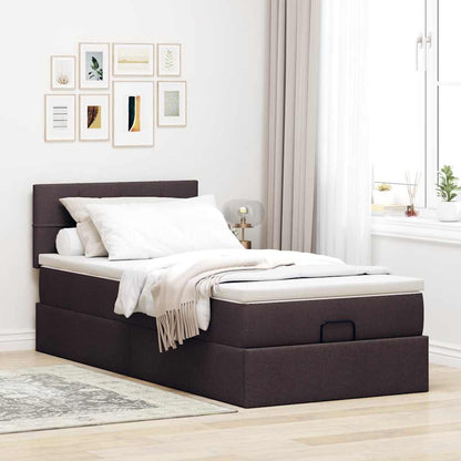 Ottoman bed met matras en LED's 90x190cm stof donkerbruin