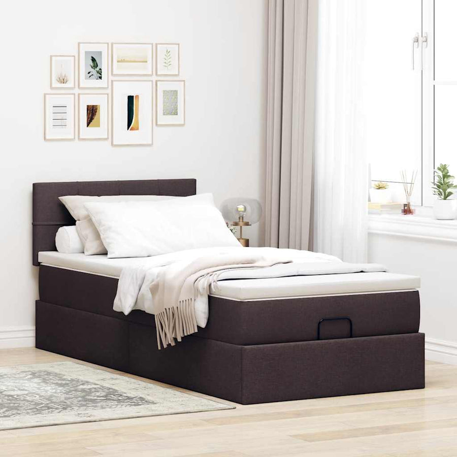 Ottoman bed met matras en LED's 90x190cm stof donkerbruin