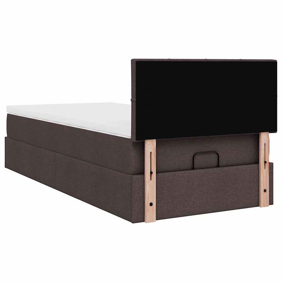 Ottoman bed met matras en LED's 90x190cm stof donkerbruin
