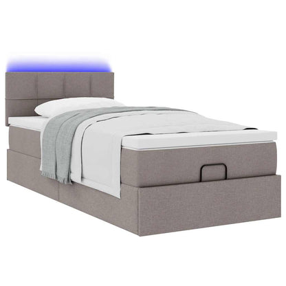 Ottoman bed met matras en LED's 90x190cm stof taupe