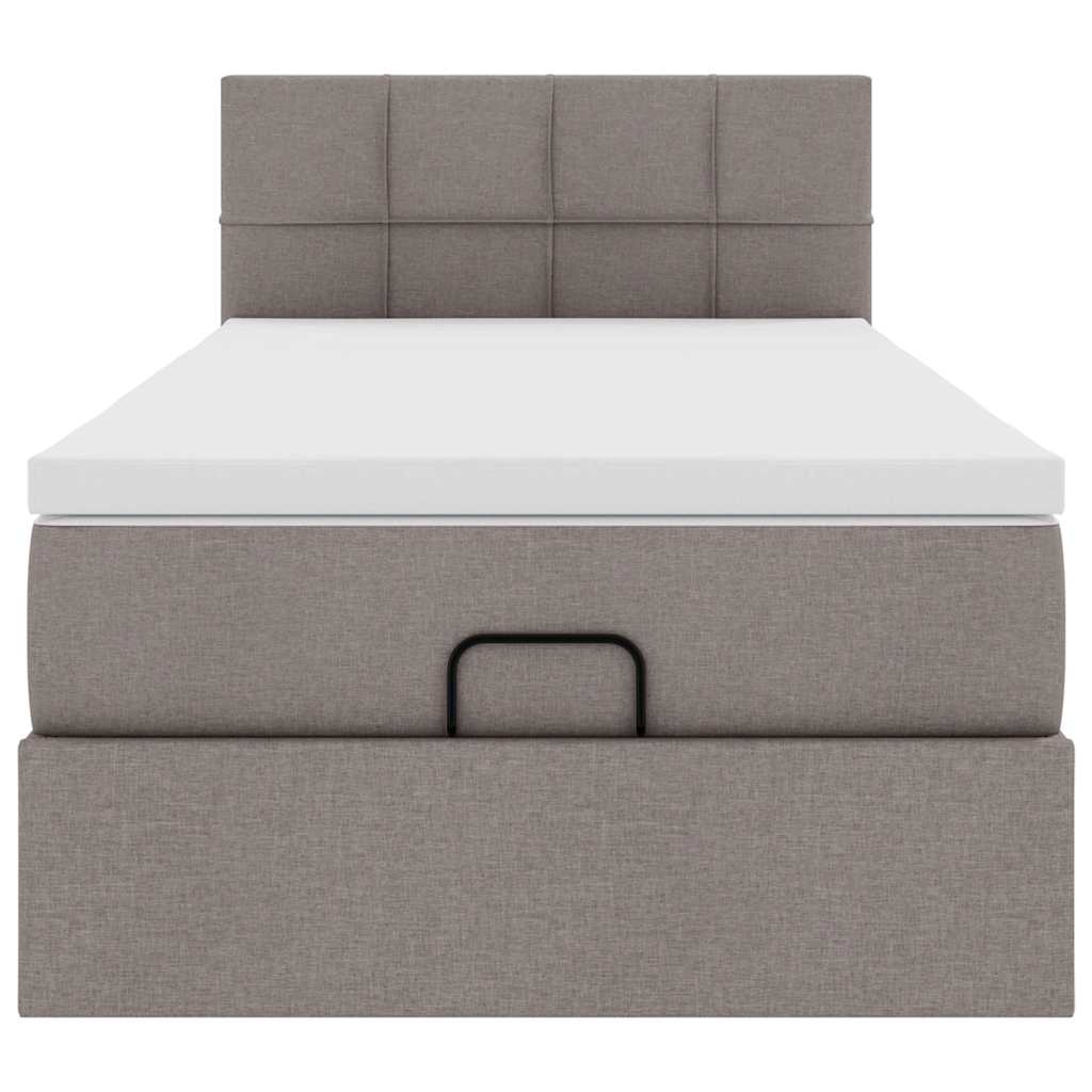 Ottoman bed met matras en LED's 90x190cm stof taupe