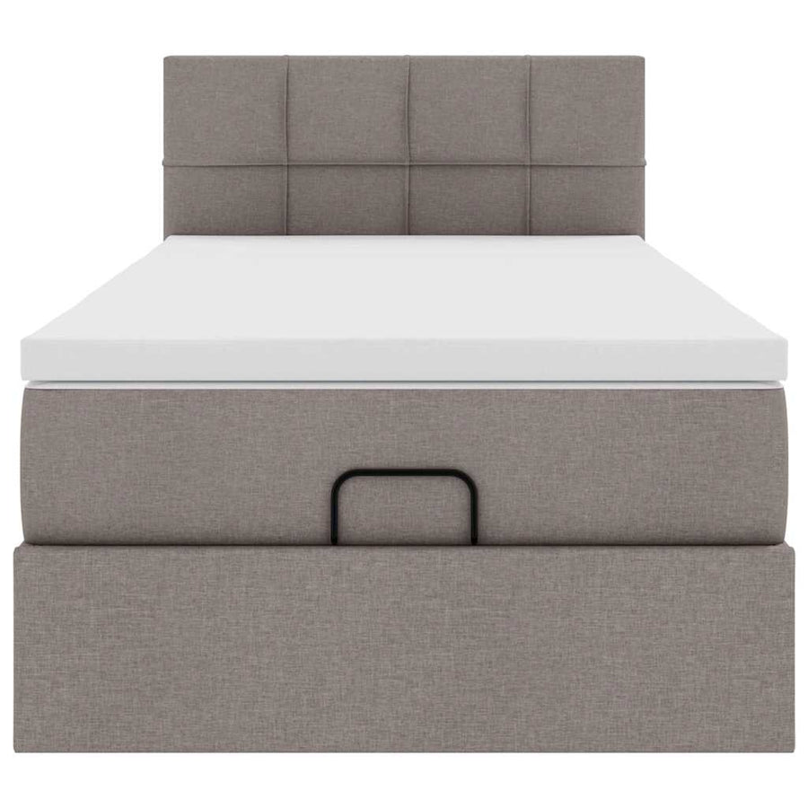 Ottoman bed met matras en LED's 90x190cm stof taupe