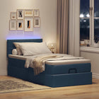 Ottoman bed 90x190 cm blauw met matras en LED
