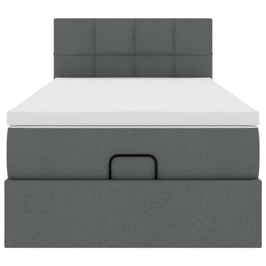 Ottoman bed met matras en LED's 90x200 cm stof donkergrijs