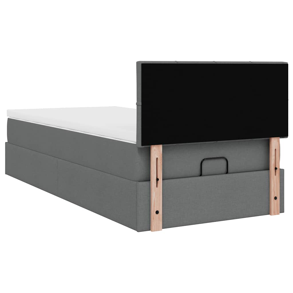 Ottoman bed met matras en LED's 90x200 cm stof donkergrijs