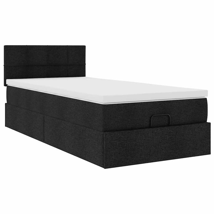Ottoman bed met matras en LED's 90x200 cm stof zwart