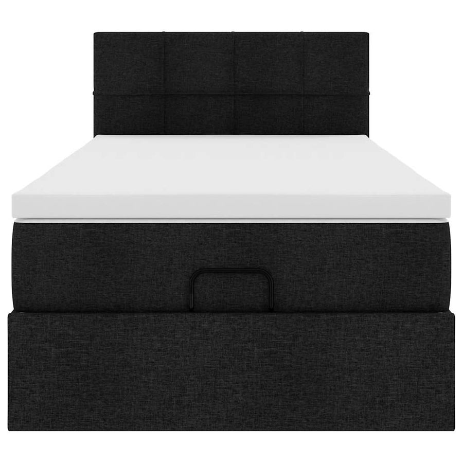 Ottoman bed met matras en LED's 90x200 cm stof zwart