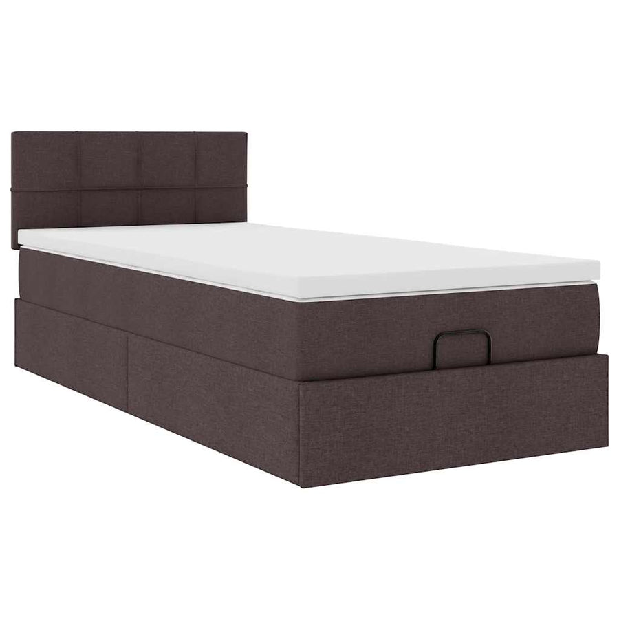 Ottoman bed met matras en LED's 90x200 cm stof donkerbruin