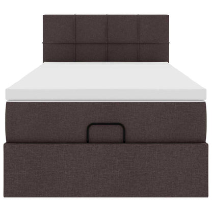 Ottoman bed met matras en LED's 90x200 cm stof donkerbruin
