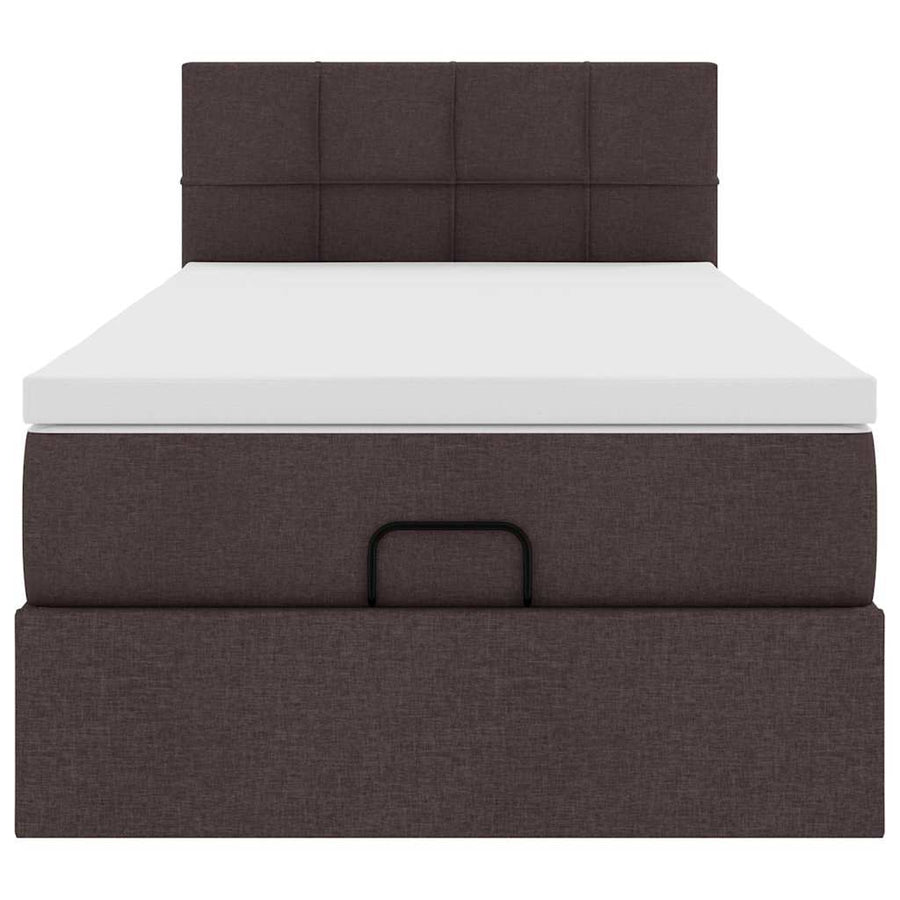 Ottoman bed met matras en LED's 90x200 cm stof donkerbruin