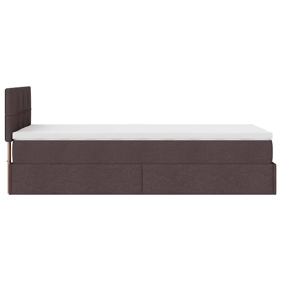 Ottoman bed met matras en LED's 90x200 cm stof donkerbruin