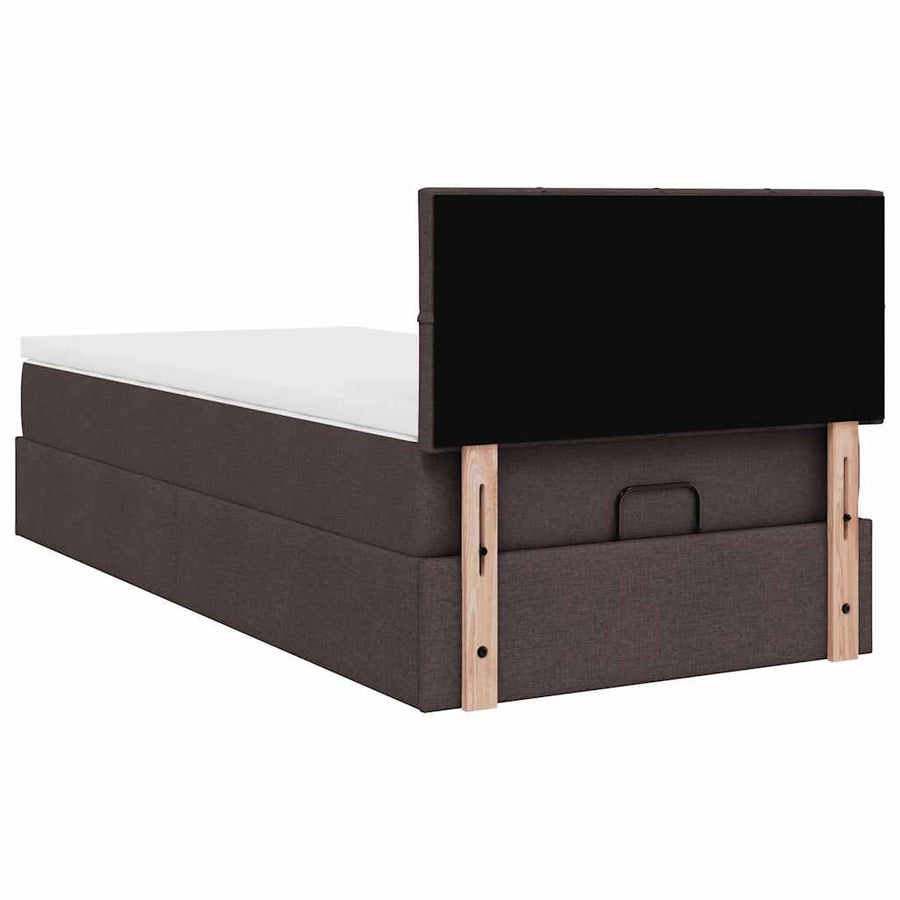 Ottoman bed met matras en LED's 90x200 cm stof donkerbruin