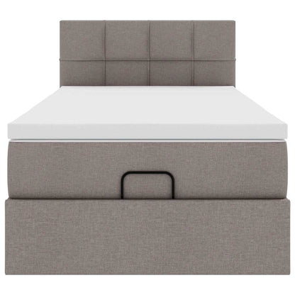 Ottoman bed met matras en LED's 90x200 cm stof taupe