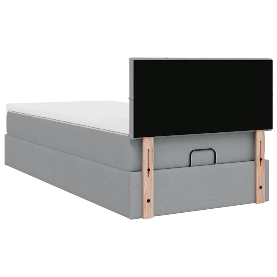 Ottoman bed met matras en LED's 100x200 cm stof lichtgrijs