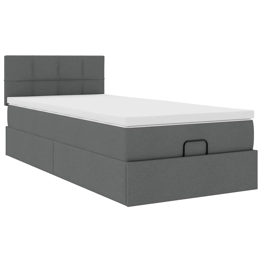 Ottoman bed met matras en LED's 100x200cm stof donkergrijs