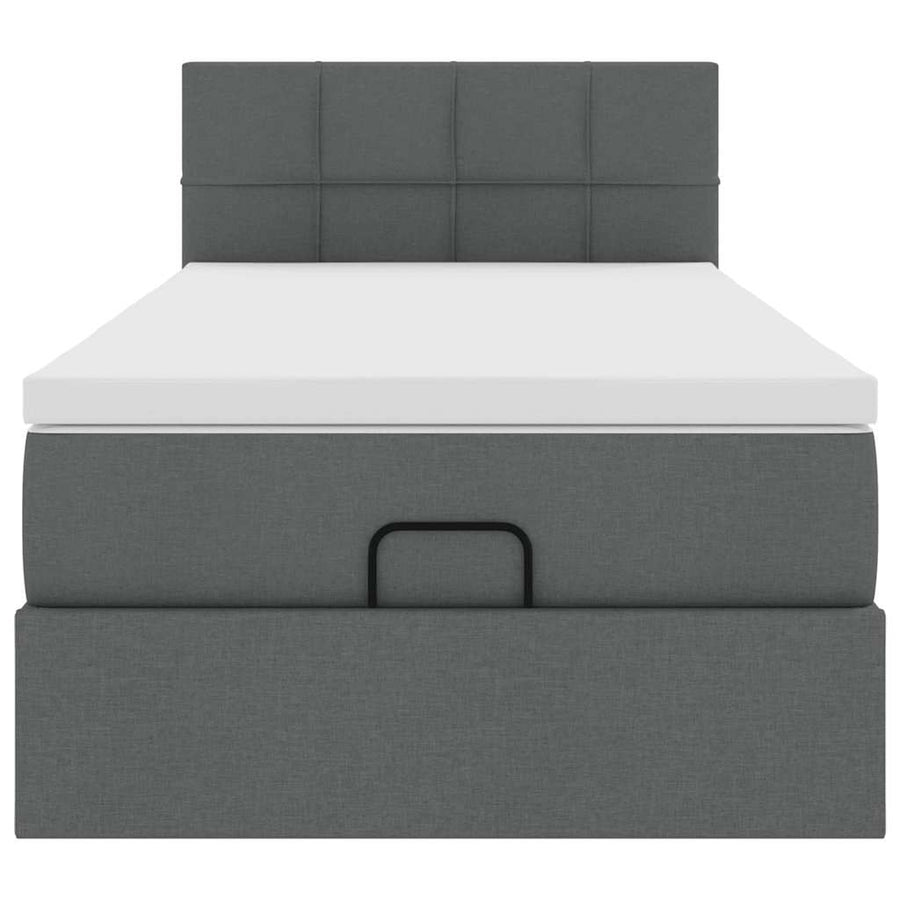 Ottoman bed met matras en LED's 100x200cm stof donkergrijs