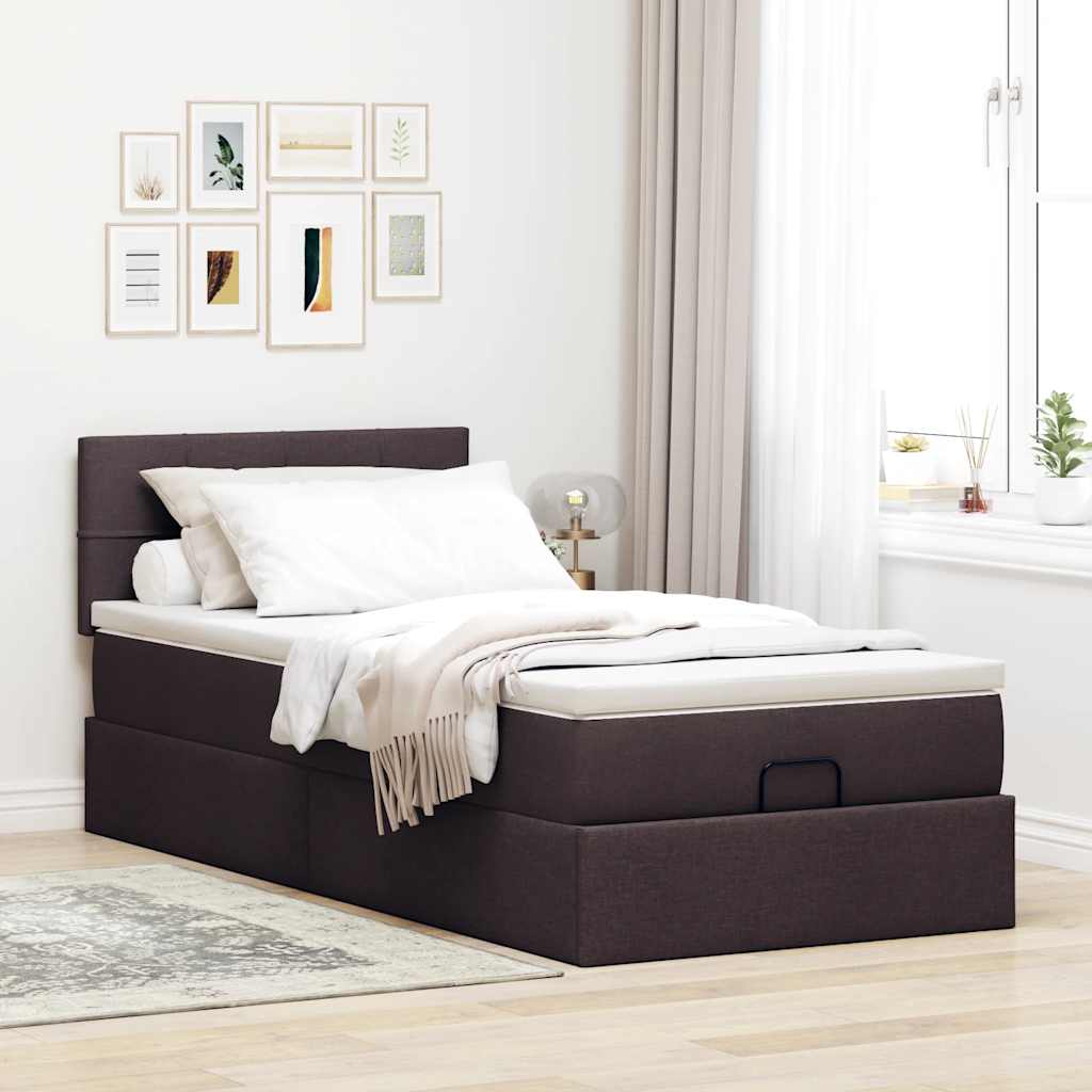 Ottoman bed met matras en LED's 100x200 cm stof donkerbruin