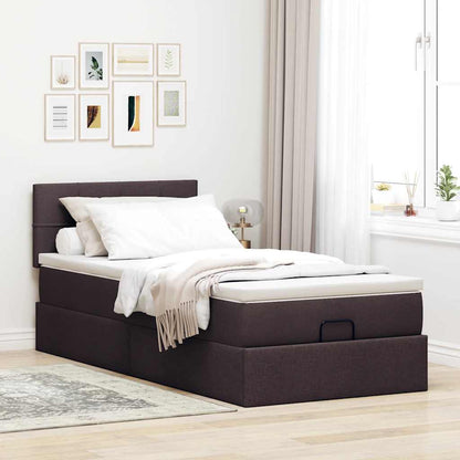 Ottoman bed met matras en LED's 100x200 cm stof donkerbruin