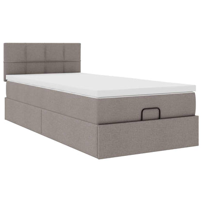 Ottoman bed met matras en LED's 100x200 cm stof taupe