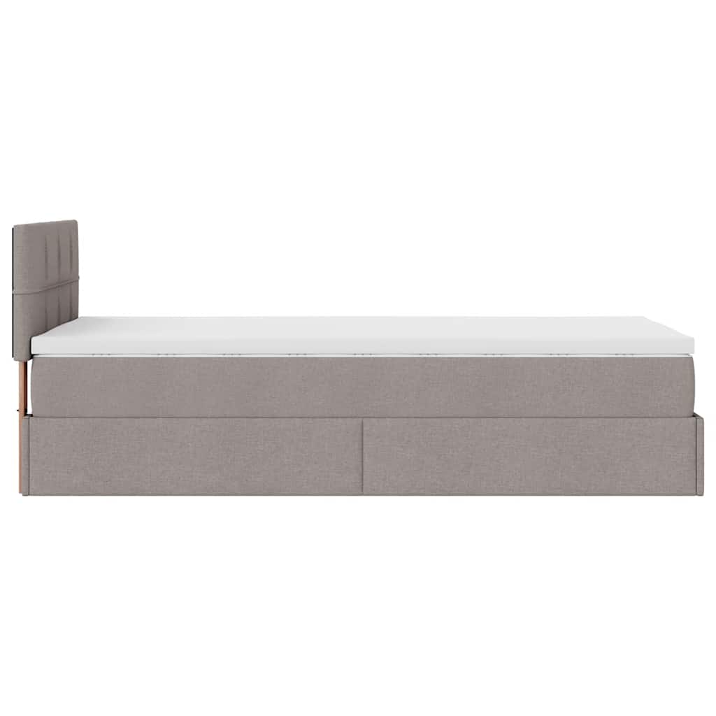 Ottoman bed met matras en LED's 100x200 cm stof taupe