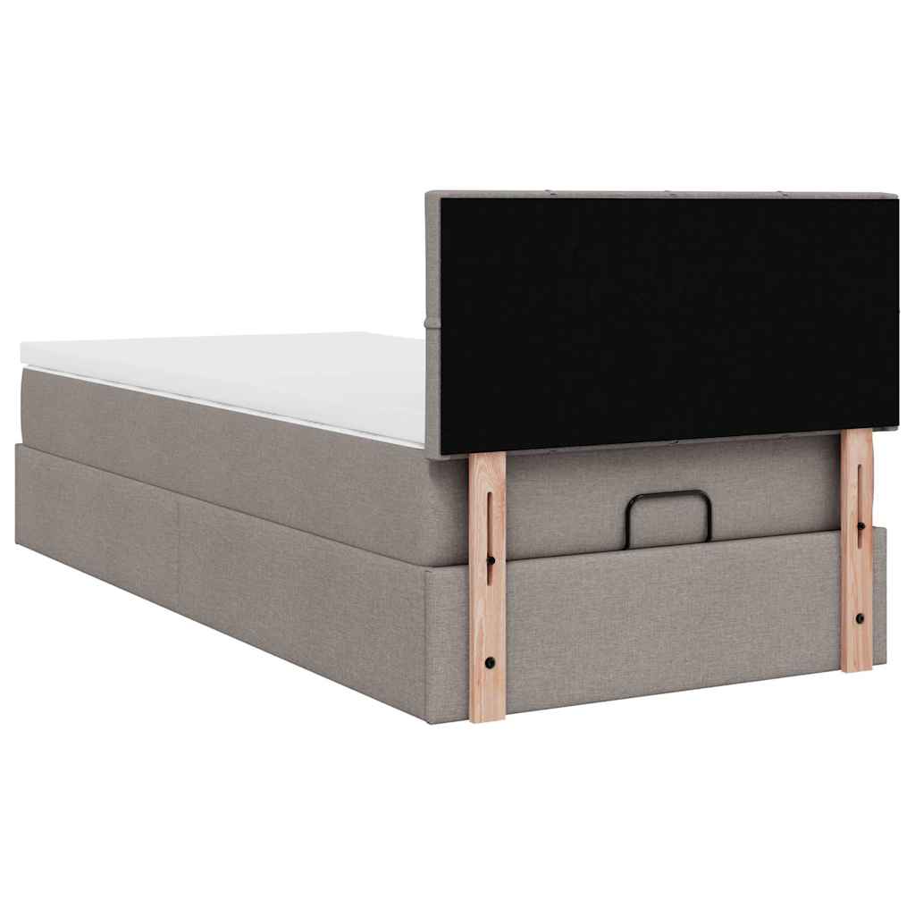 Ottoman bed met matras en LED's 100x200 cm stof taupe